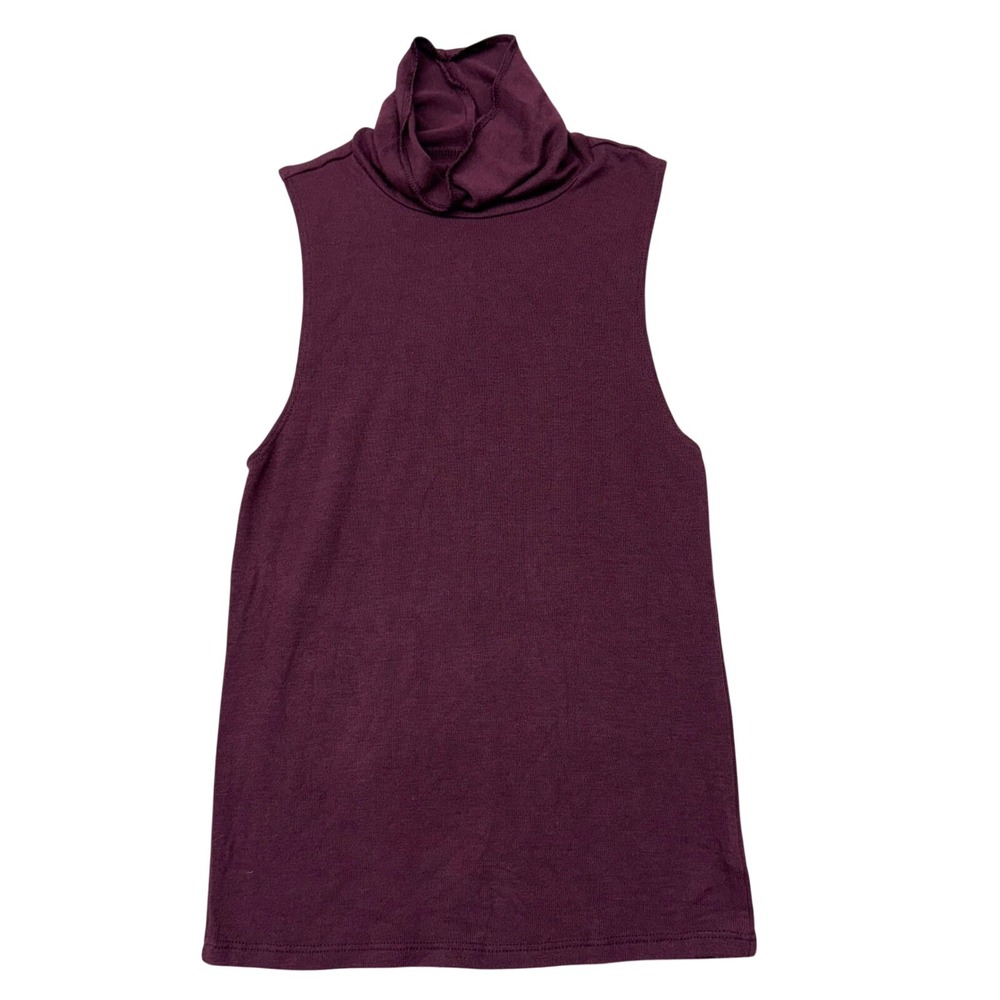 American Eagle First Essentials Sleeveless Turtleneck Top Burgundy Maroon Small